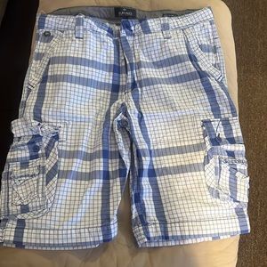 Buffalo David Bitton casual cargo shorts. Blue/White size 35